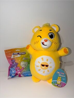 Care Bears Yellow Funshine Bear Plush w/ FREE mystery mini squishies